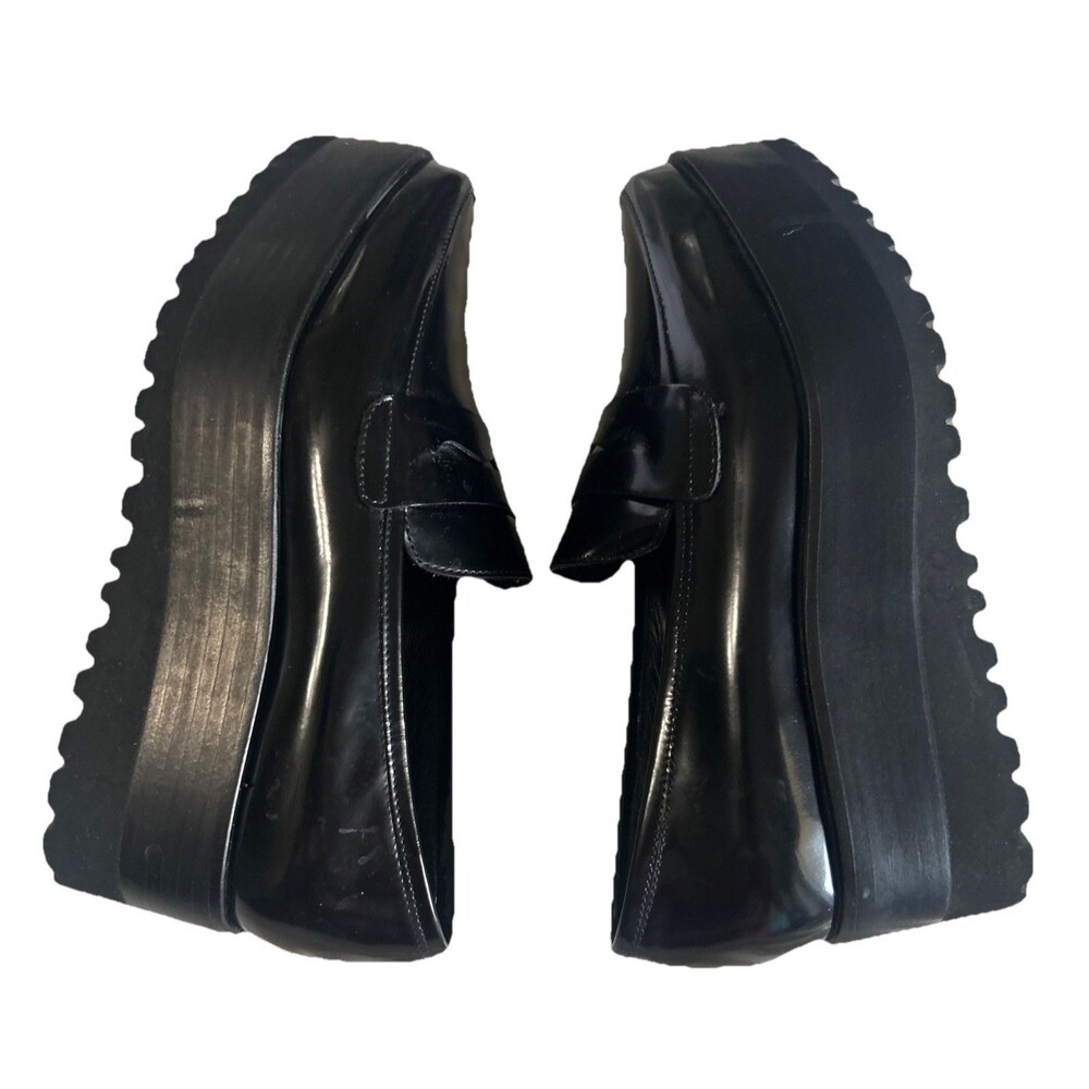 Jeffrey Campbell Suit You Sz 5.5 Platform Loafer Chunky Wedge Pointed Toe Black - Picture 12 of 16